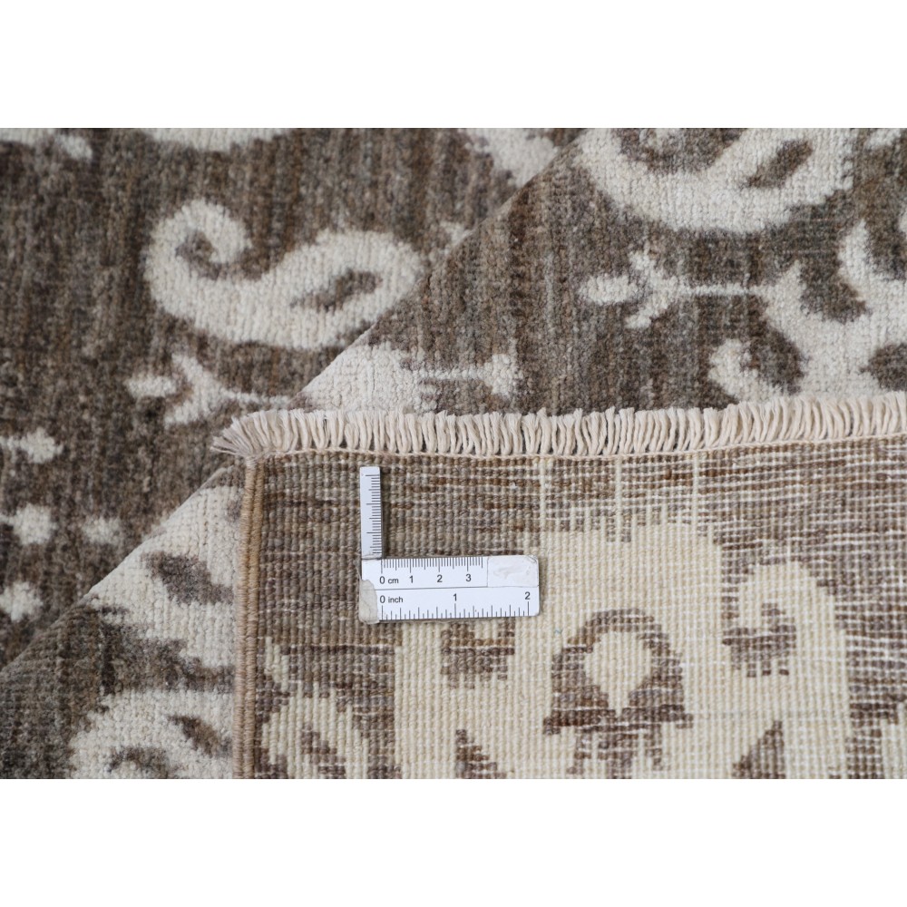 Hand Knotted Taupe Ivory Area Rug, Wool Carpet with Traditional Ornamental Pattern for Living Room and Bedroom Hand Knotted Taupe Ivory Area Rug, Wool Carpet with Traditional Ornamental Pattern for Living Room and Bedroom