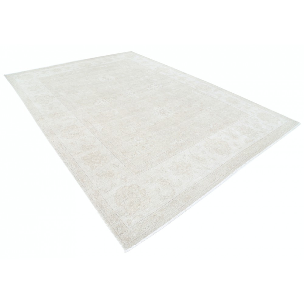 Hand Knotted Oushak Rug | Beige Turkish Carpet with All-Over Floral Design | 100% Wool Hand Knotted Oushak Rug | Beige Turkish Carpet with All-Over Floral Design | 100% Wool