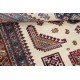 Hand Knotted Red, Ivory, Navy Blue Turkish Wool Area Rug with Geometric Design Hand Knotted Red, Ivory, Navy Blue Turkish Wool Area Rug with Geometric Design