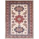 Hand Knotted Red, Ivory, Navy Blue Turkish Wool Area Rug with Geometric Design Hand Knotted Red, Ivory, Navy Blue Turkish Wool Area Rug with Geometric Design