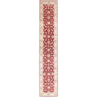 Hand Knotted Red, Beige Wool Long Runner Rug | Oushak Floral Corridor Rug for Hallway, Kitchen