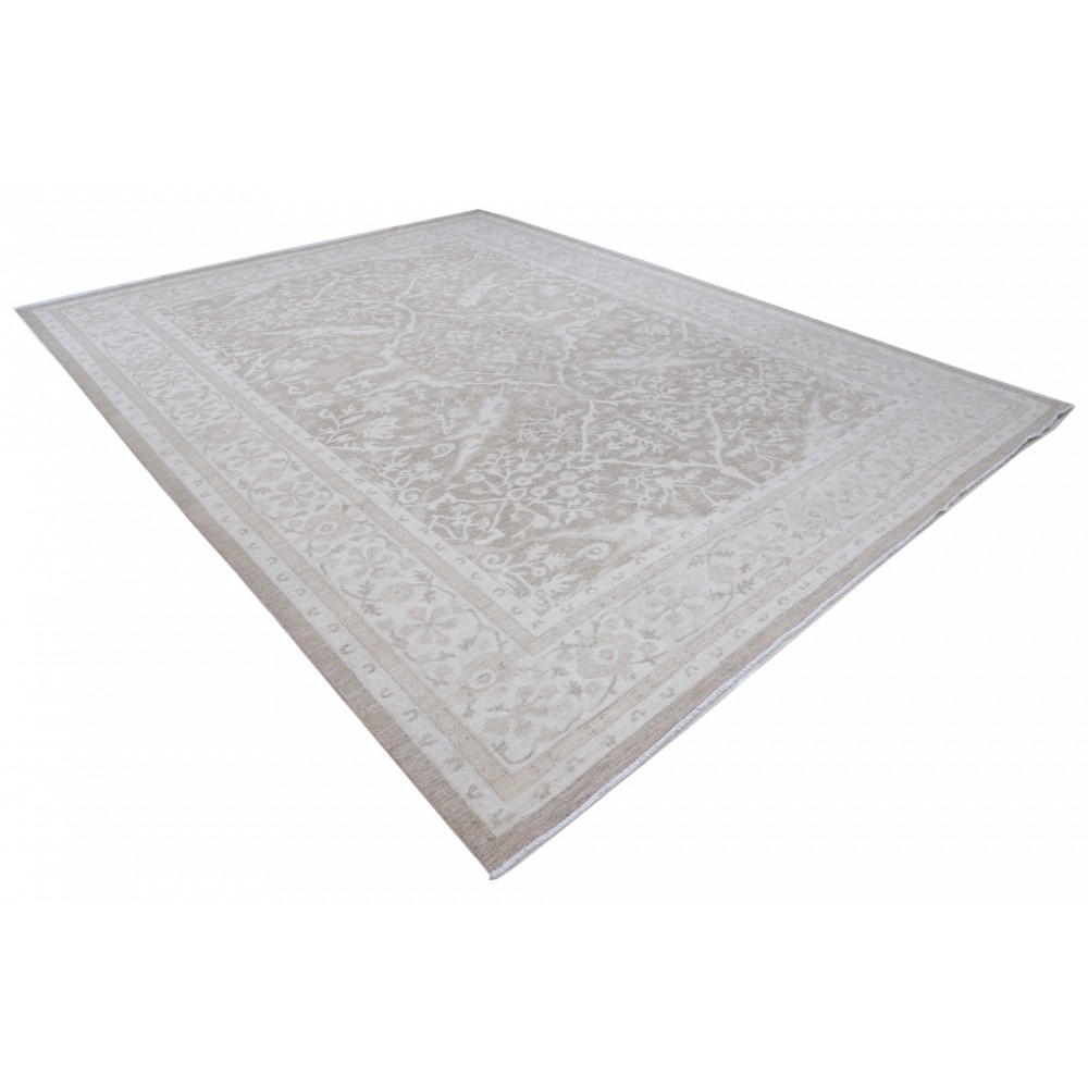 Traditional Oushak Style Rug, Hand Knotted Wool Area Rug, Beige Floral Design Carpet Traditional Oushak Style Rug, Hand Knotted Wool Area Rug, Beige Floral Design Carpet