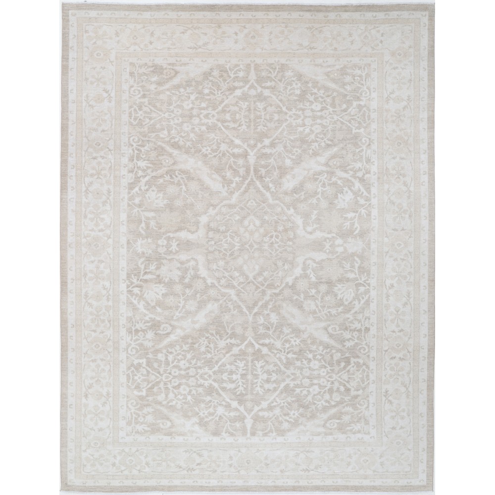 Traditional Oushak Style Rug, Hand Knotted Wool Area Rug, Beige Floral Design Carpet Traditional Oushak Style Rug, Hand Knotted Wool Area Rug, Beige Floral Design Carpet