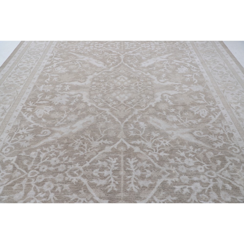 Traditional Oushak Style Rug, Hand Knotted Wool Area Rug, Beige Floral Design Carpet Traditional Oushak Style Rug, Hand Knotted Wool Area Rug, Beige Floral Design Carpet