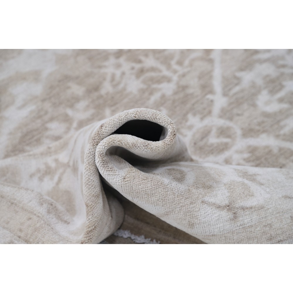Traditional Oushak Style Rug, Hand Knotted Wool Area Rug, Beige Floral Design Carpet Traditional Oushak Style Rug, Hand Knotted Wool Area Rug, Beige Floral Design Carpet