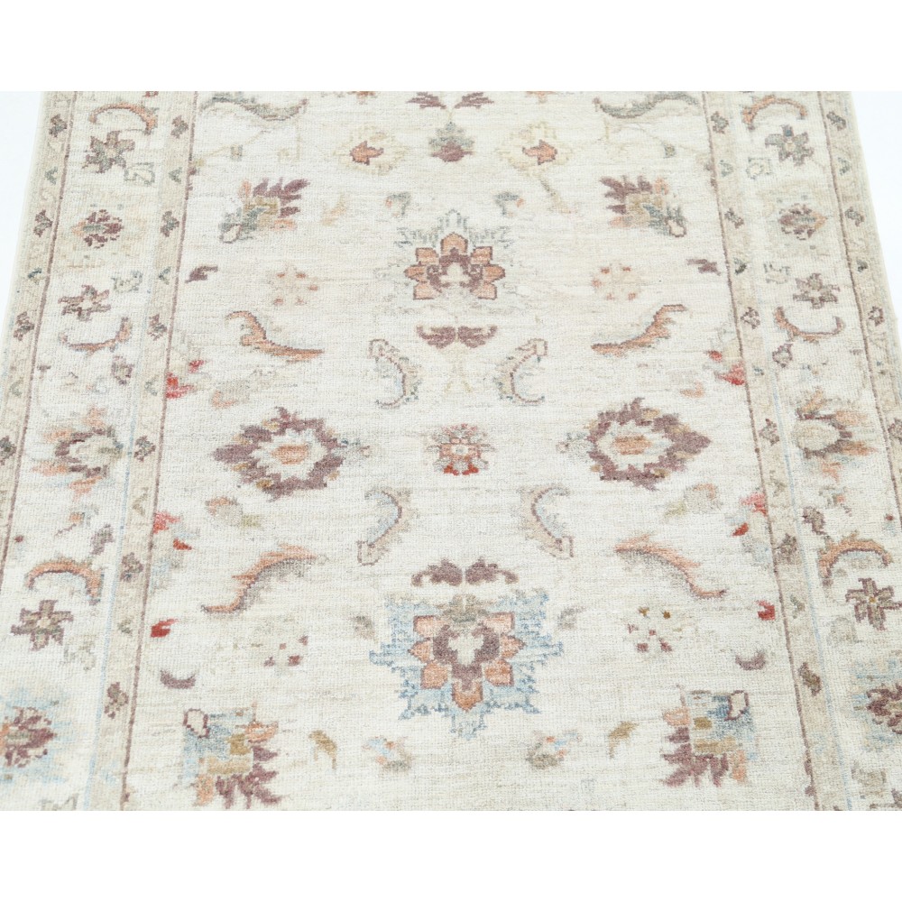 Hand Knotted Oushak Style Rug | Beige Turkish Accent Rug with All-Over Floral Design | 100% Wool Hand Knotted Oushak Style Rug | Beige Turkish Accent Rug with All-Over Floral Design | 100% Wool