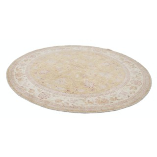 Hand Knotted Beige, Gold, Blush Wool Round Rug | Traditional Floral Circle Carpet Hand Knotted Beige, Gold, Blush Wool Round Rug | Traditional Floral Circle Carpet