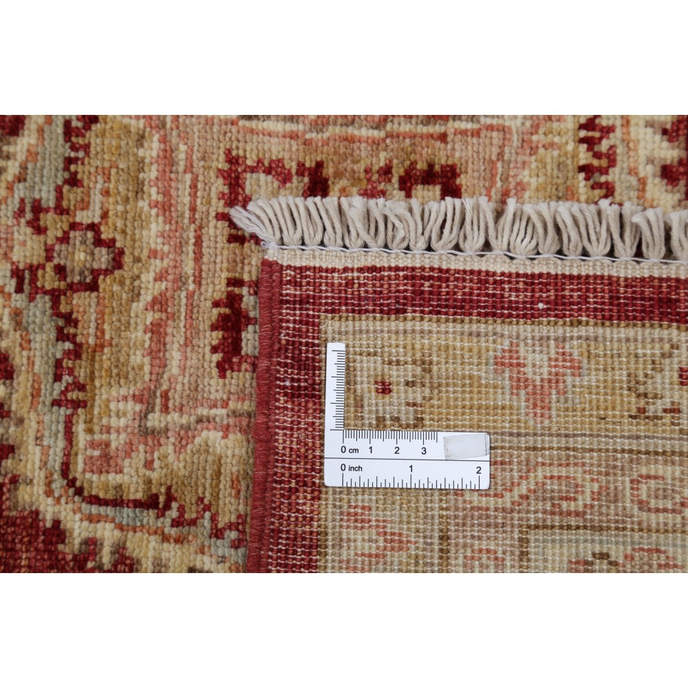 Hand Knotted Red, Beige Wool Rug | Geometric Floral Pattern Carpet