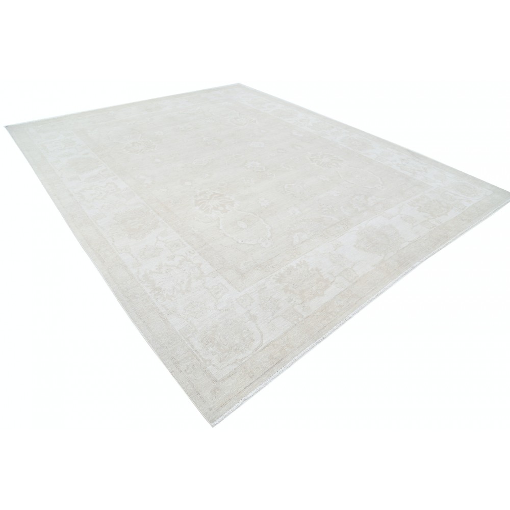 Hand Knotted Oushak Style Rug | Beige Turkish Carpet with All-Over Floral Design | 100% Wool Hand Knotted Oushak Style Rug | Beige Turkish Carpet with All-Over Floral Design | 100% Wool