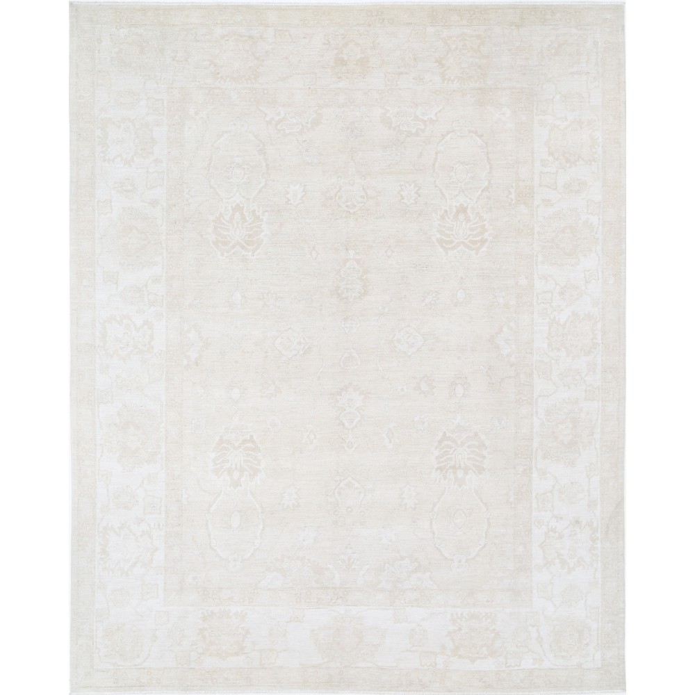 Hand Knotted Oushak Style Rug | Beige Turkish Carpet with All-Over Floral Design | 100% Wool Hand Knotted Oushak Style Rug | Beige Turkish Carpet with All-Over Floral Design | 100% Wool