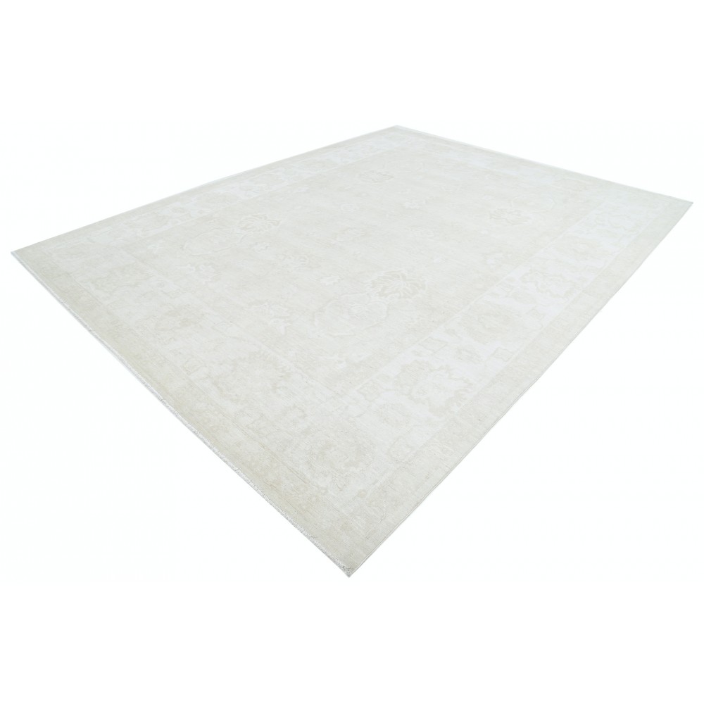 Hand Knotted Oushak Style Rug | Beige Turkish Carpet with All-Over Floral Design | 100% Wool Hand Knotted Oushak Style Rug | Beige Turkish Carpet with All-Over Floral Design | 100% Wool