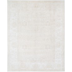 Hand Knotted Oushak Style Rug | Beige Turkish Carpet with All-Over Floral Design | 100% Wool