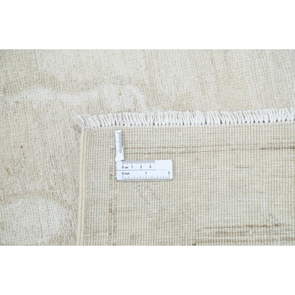 Hand Knotted Oushak Style Rug | Beige Turkish Carpet with All-Over Floral Design | 100% Wool Hand Knotted Oushak Style Rug | Beige Turkish Carpet with All-Over Floral Design | 100% Wool