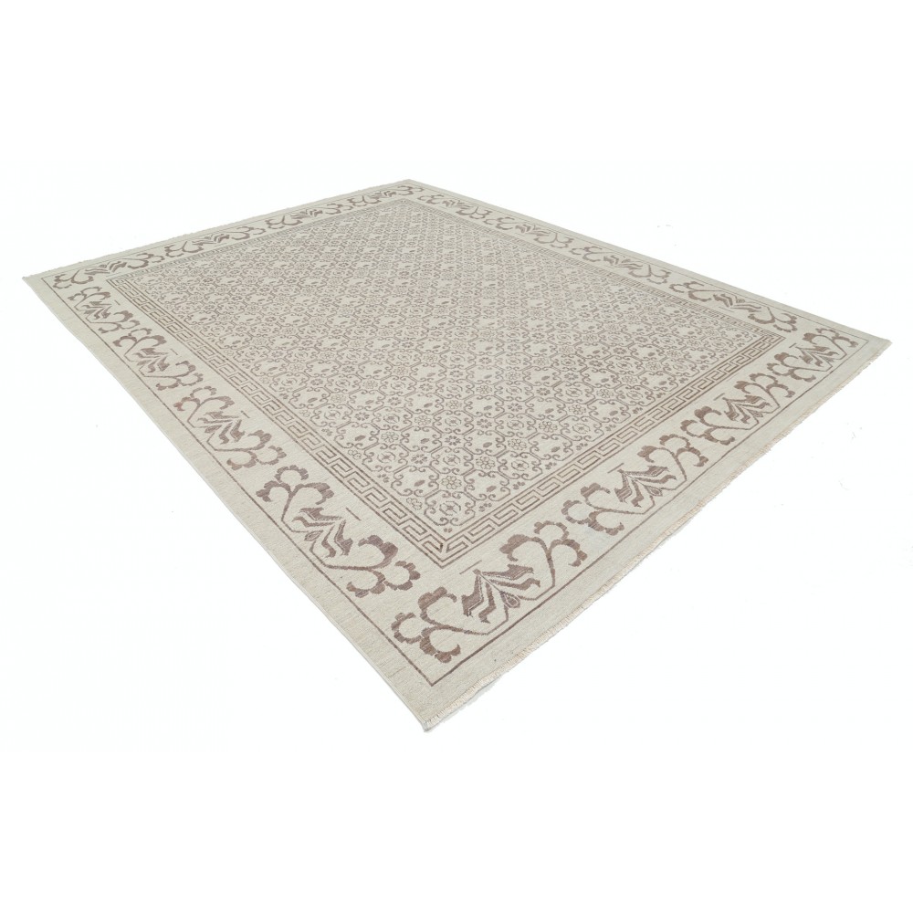 Hand Knotted Beige Wool Large Area Rug for Living Room | Damask Design Carpet for Bedroom and Dining Room Hand Knotted Beige Wool Large Area Rug for Living Room | Damask Design Carpet for Bedroom and Dining Room