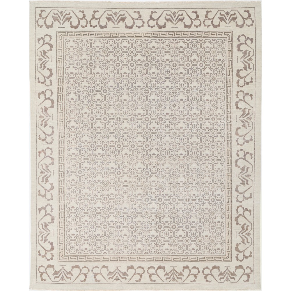 Hand Knotted Beige Wool Large Area Rug for Living Room | Damask Design Carpet for Bedroom and Dining Room Hand Knotted Beige Wool Large Area Rug for Living Room | Damask Design Carpet for Bedroom and Dining Room