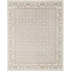 Hand Knotted Beige Wool Large Area Rug for Living Room | Damask Design Carpet for Bedroom and Dining Room