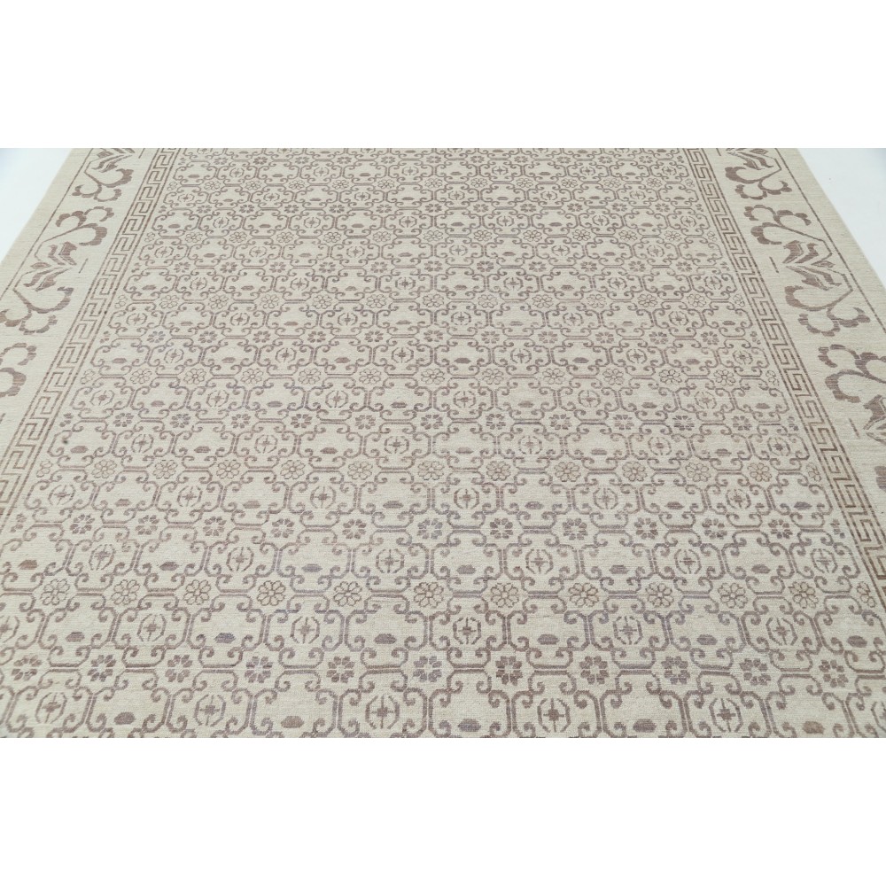 Hand Knotted Beige Wool Large Area Rug for Living Room | Damask Design Carpet for Bedroom and Dining Room Hand Knotted Beige Wool Large Area Rug for Living Room | Damask Design Carpet for Bedroom and Dining Room