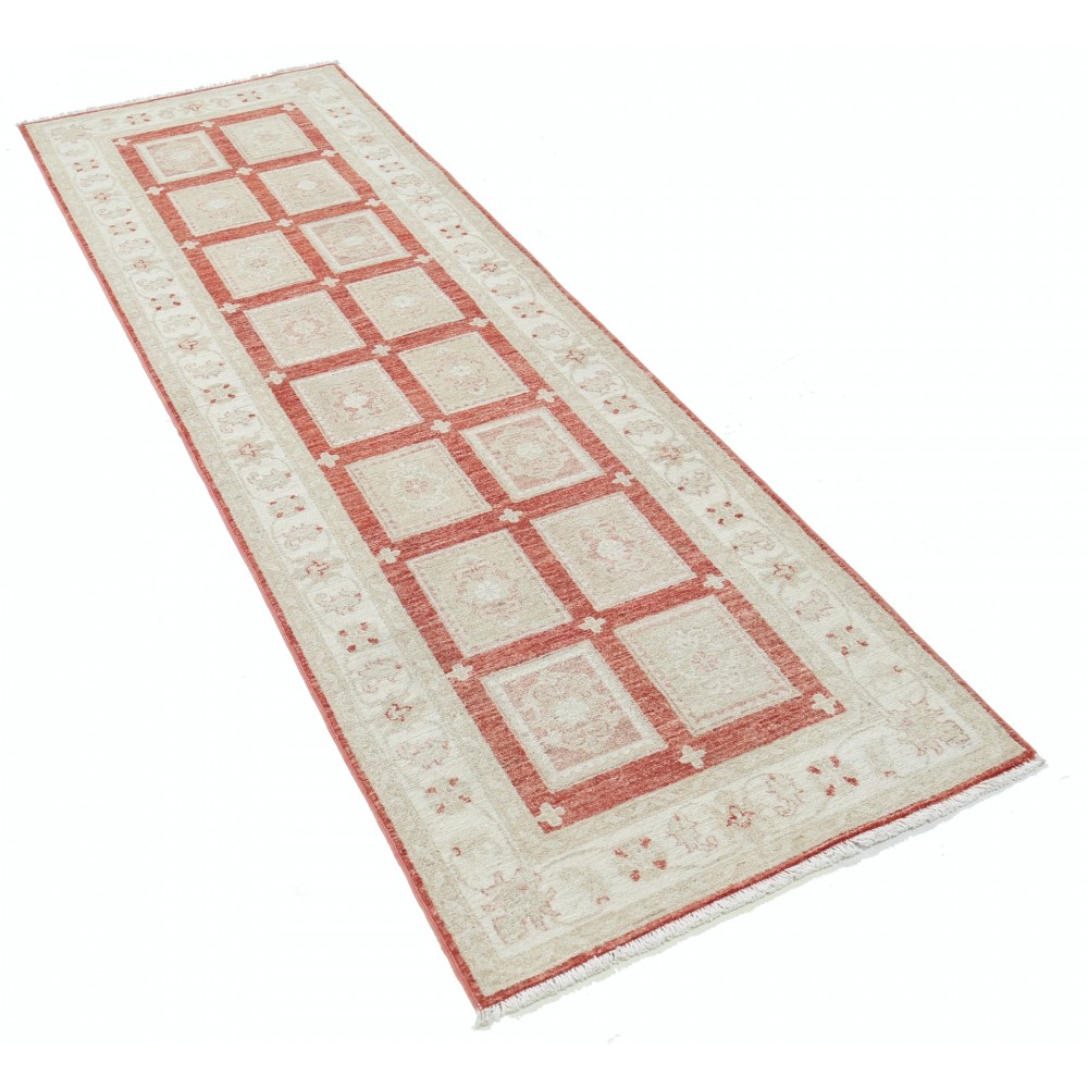 Hand Knotted Red, Ivory Wool Runner Rug | Turkish Geometric Design Corridor Rug for Hallway, Kitchen Hand Knotted Red, Ivory Wool Runner Rug | Turkish Geometric Design Corridor Rug for Hallway, Kitchen