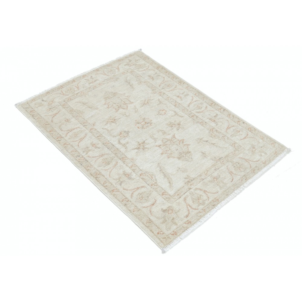 Hand Knotted Oushak Rug | Beige Accent Rug with All-Over Floral Design | 100% Wool Hand Knotted Oushak Rug | Beige Accent Rug with All-Over Floral Design | 100% Wool