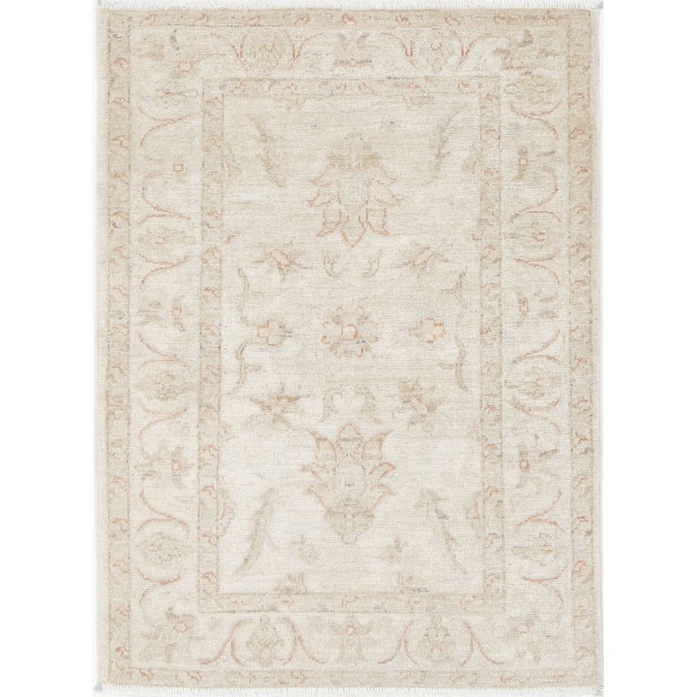 Hand Knotted Oushak Rug | Beige Accent Rug with All-Over Floral Design | 100% Wool Hand Knotted Oushak Rug | Beige Accent Rug with All-Over Floral Design | 100% Wool