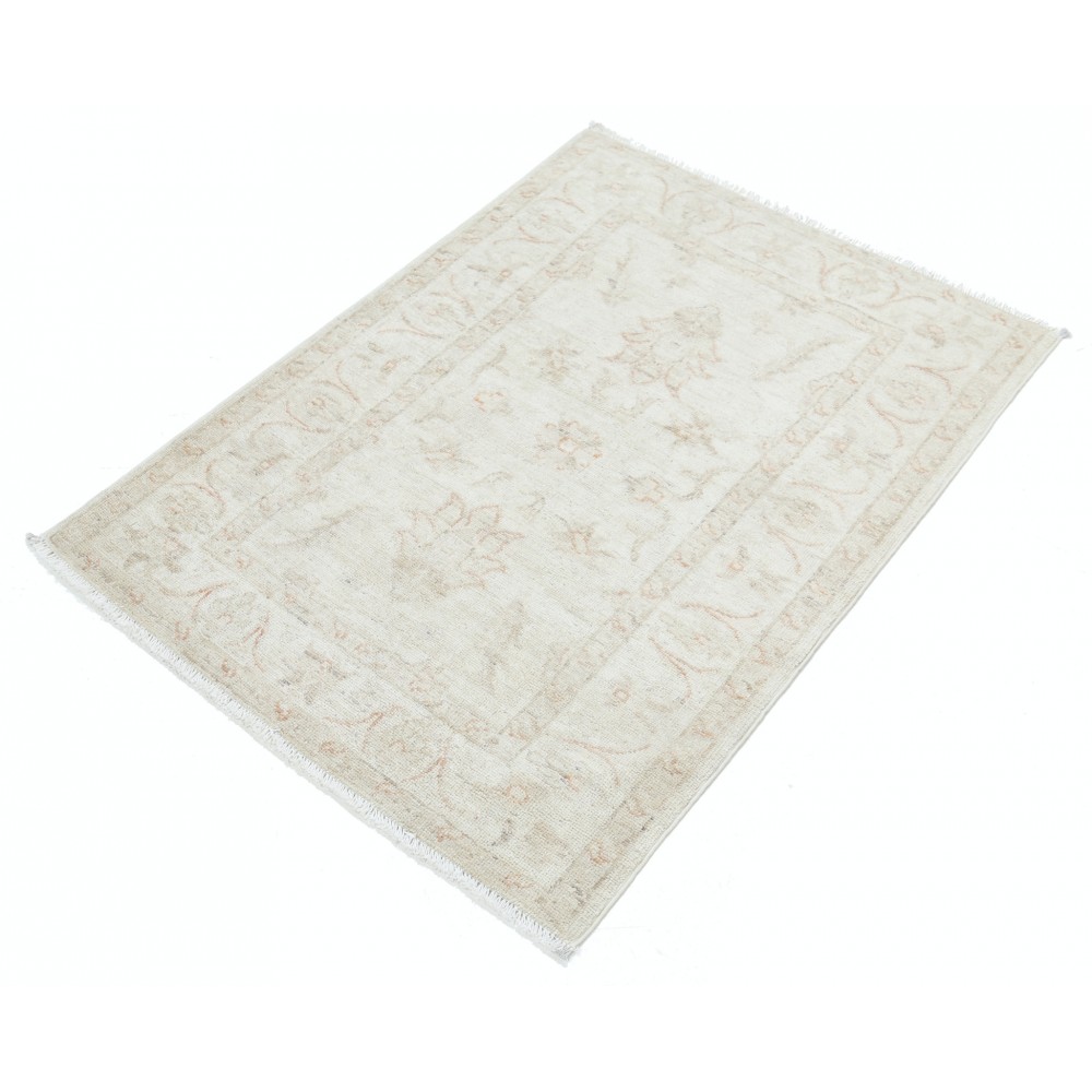 Hand Knotted Oushak Rug | Beige Accent Rug with All-Over Floral Design | 100% Wool Hand Knotted Oushak Rug | Beige Accent Rug with All-Over Floral Design | 100% Wool