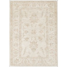 Hand Knotted Oushak Rug | Beige Accent Rug with All-Over Floral Design | 100% Wool