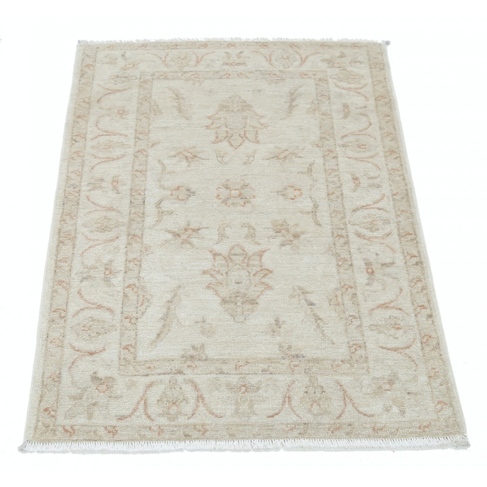 Hand Knotted Oushak Rug | Beige Accent Rug with All-Over Floral Design | 100% Wool Hand Knotted Oushak Rug | Beige Accent Rug with All-Over Floral Design | 100% Wool