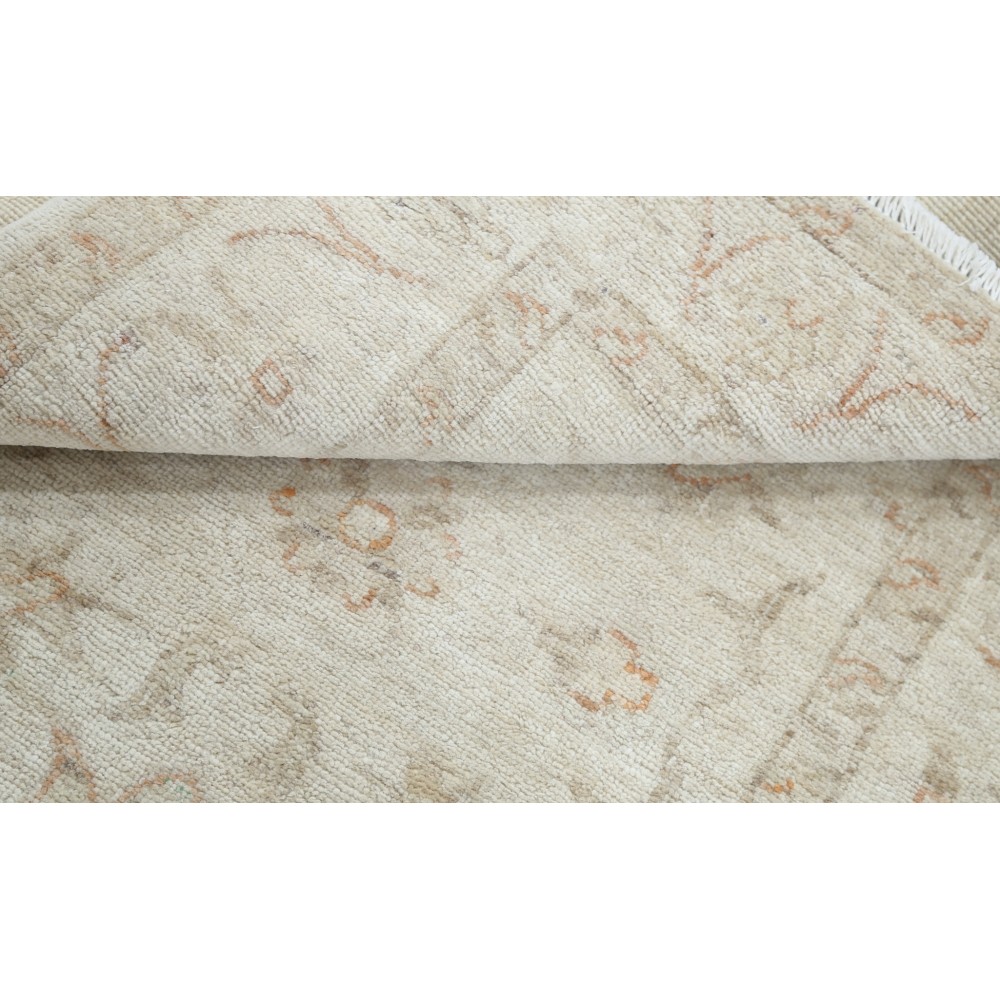Hand Knotted Oushak Rug | Beige Accent Rug with All-Over Floral Design | 100% Wool Hand Knotted Oushak Rug | Beige Accent Rug with All-Over Floral Design | 100% Wool