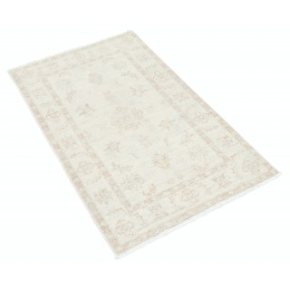 Hand Knotted Oushak Rug | Beige Turkish Accent Rug with All-Over Floral Design | 100% Wool