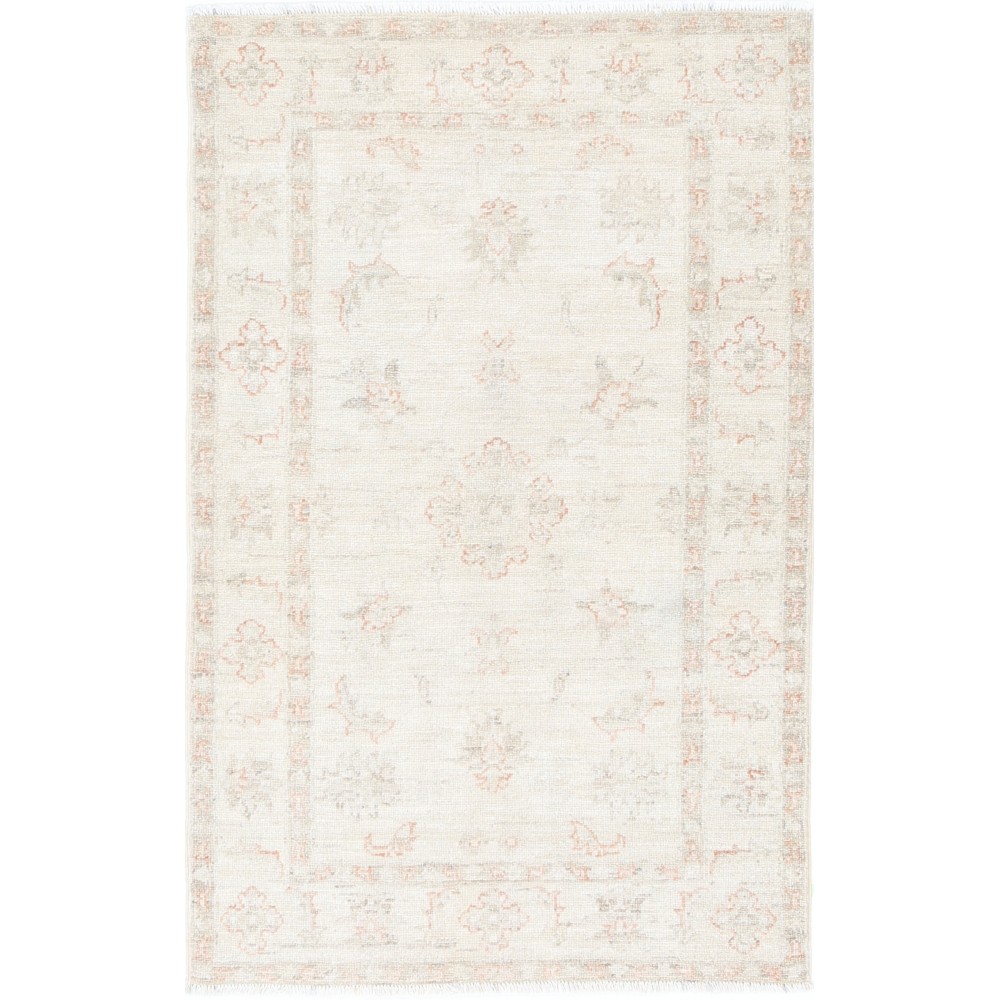 Hand Knotted Oushak Rug | Beige Turkish Accent Rug with All-Over Floral Design | 100% Wool Hand Knotted Oushak Rug | Beige Turkish Accent Rug with All-Over Floral Design | 100% Wool