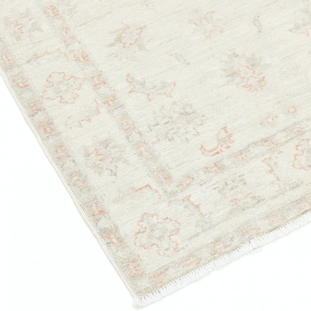 Hand Knotted Oushak Rug | Beige Turkish Accent Rug with All-Over Floral Design | 100% Wool Hand Knotted Oushak Rug | Beige Turkish Accent Rug with All-Over Floral Design | 100% Wool