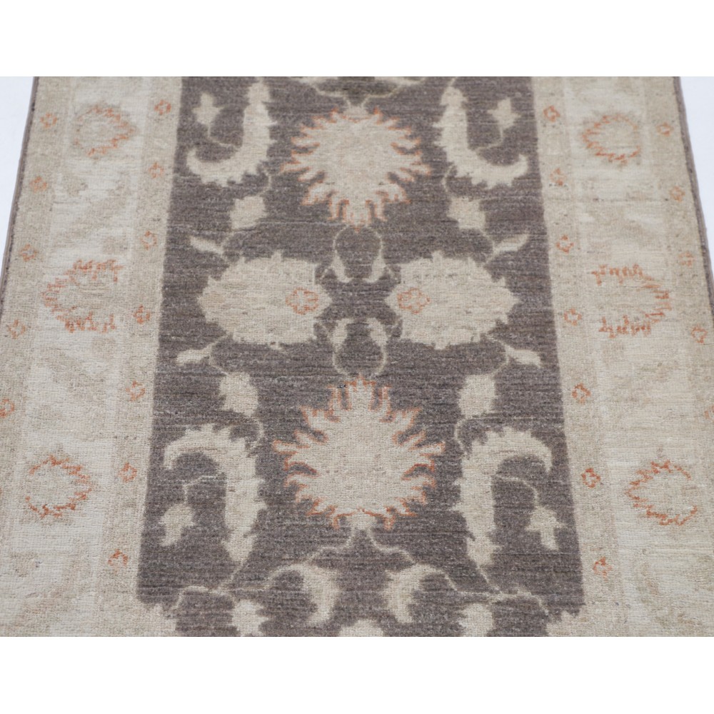 Hand Knotted Floral Turkish Area Rug with Gray Field and Beige Border | 100% Wool Hand Knotted Floral Turkish Area Rug with Gray Field and Beige Border | 100% Wool