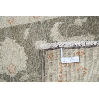 Hand Knotted Floral Turkish Area Rug with Gray Field and Beige Border | 100% Wool
