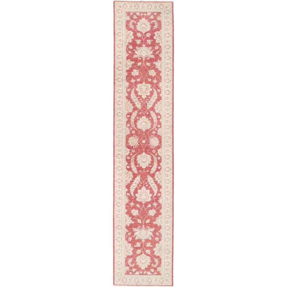 Floral Hallway Runner | Wool Kitchen Runner Rug | Handknotted Corridor Rug | Red Stair Rug