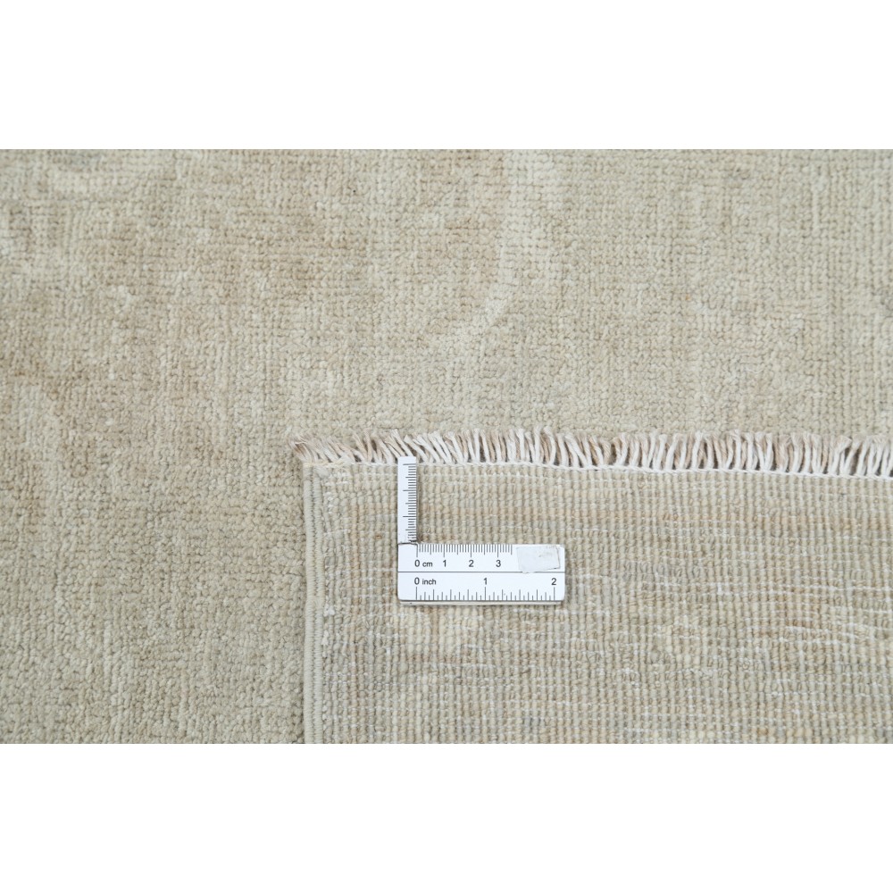 Hand Knotted Beige Wool Oushak Area Rug with All-Over Floral Design Hand Knotted Beige Wool Oushak Area Rug with All-Over Floral Design