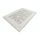 Hand Knotted Floral Turkish Area Rug with Gray Field and Beige Border | 100% Wool Hand Knotted Floral Turkish Area Rug with Gray Field and Beige Border | 100% Wool