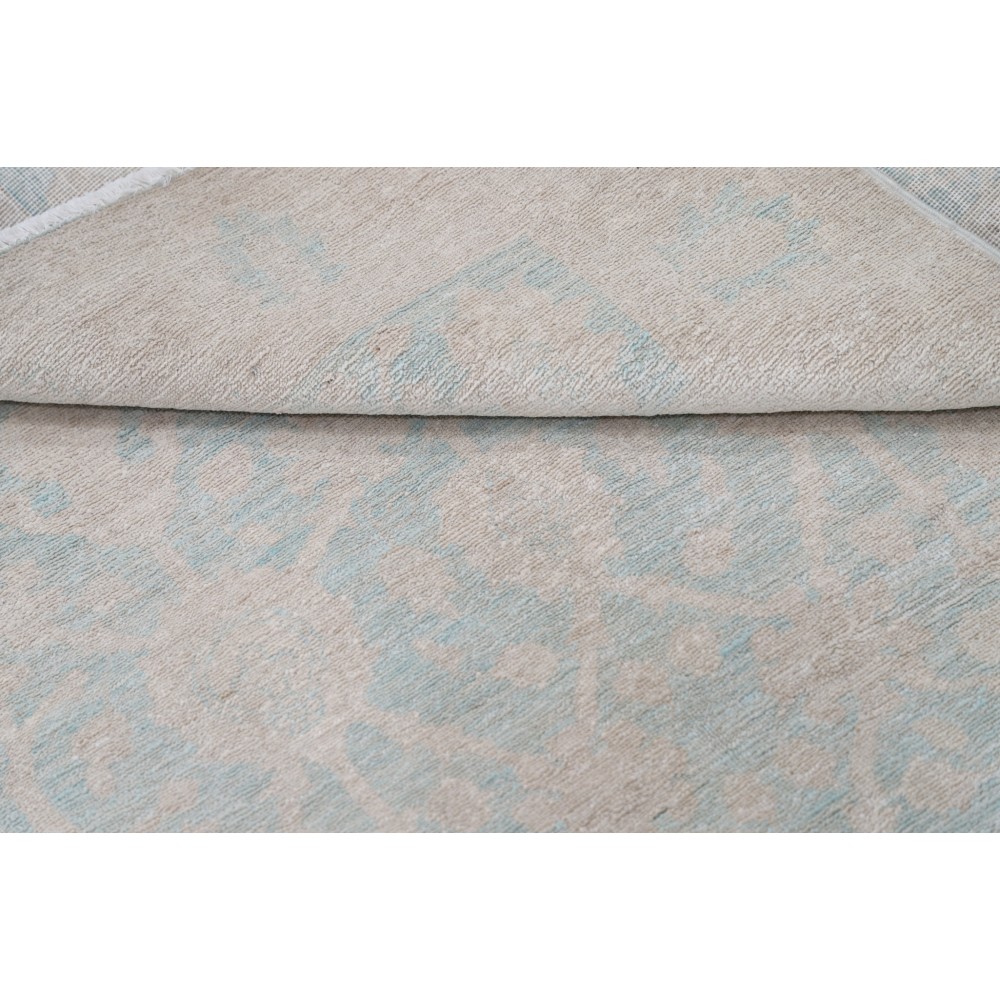 Hand Knotted Ivory, Light Blue Wool Area Rug | Turkish Oushak Style Accent Rug Hand Knotted Ivory, Light Blue Wool Area Rug | Turkish Oushak Style Accent Rug