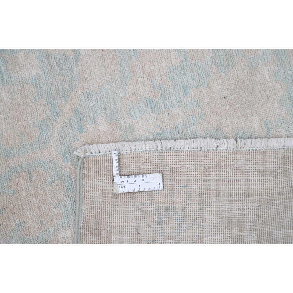 Hand Knotted Ivory, Light Blue Wool Area Rug | Turkish Oushak Style Accent Rug Hand Knotted Ivory, Light Blue Wool Area Rug | Turkish Oushak Style Accent Rug