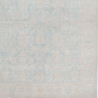 Hand Knotted Ivory, Light Blue Wool Area Rug | Turkish Oushak Style Accent Rug Hand Knotted Ivory, Light Blue Wool Area Rug | Turkish Oushak Style Accent Rug