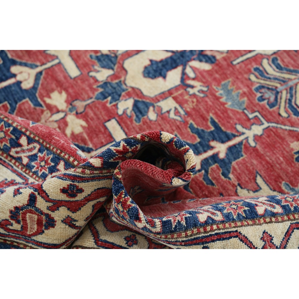 Hand Knotted Red Wool Area Rug | Turkish Floral Carpet for Living Room