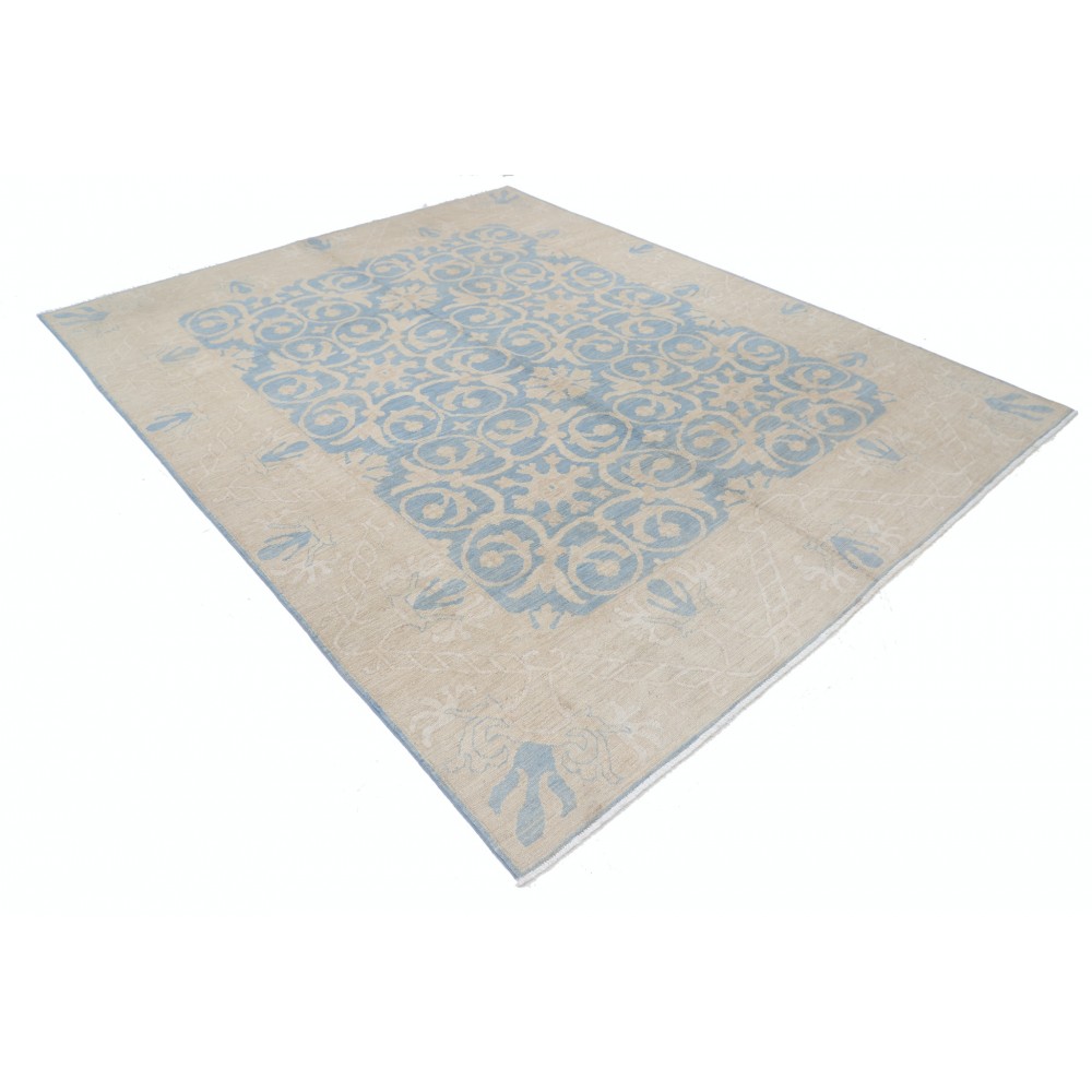 Hand Knotted Light Blue, Ivory Wool Area Rug | Traditional Damask Pattern Carpet Hand Knotted Light Blue, Ivory Wool Area Rug | Traditional Damask Pattern Carpet