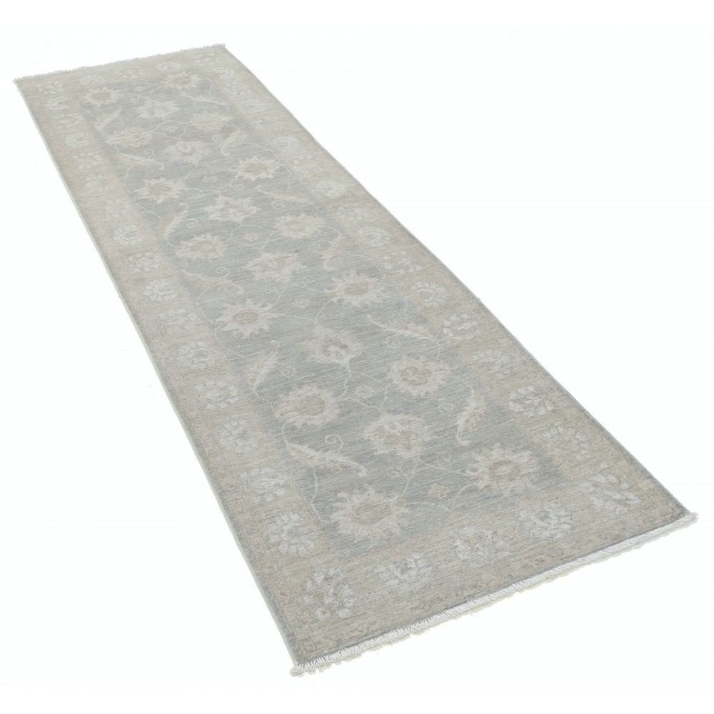 Hand-Knotted Floral Wool Runner Rug | Muted-Tone Hallway, Corridor and Entryway Rug Hand-Knotted Floral Wool Runner Rug | Muted-Tone Hallway, Corridor and Entryway Rug