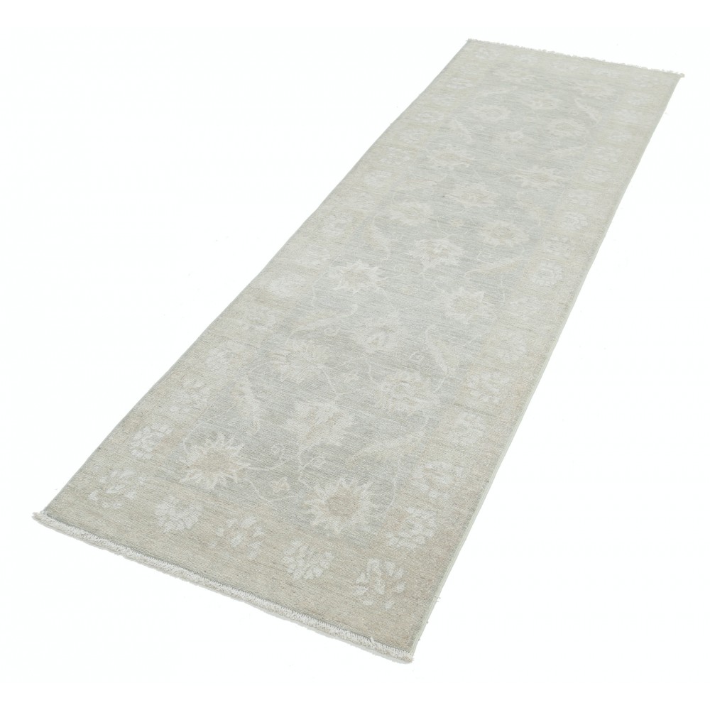 Hand-Knotted Floral Wool Runner Rug | Muted-Tone Hallway, Corridor and Entryway Rug Hand-Knotted Floral Wool Runner Rug | Muted-Tone Hallway, Corridor and Entryway Rug