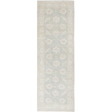 Hand-Knotted Floral Wool Runner Rug | Muted-Tone Hallway, Corridor and Entryway Rug