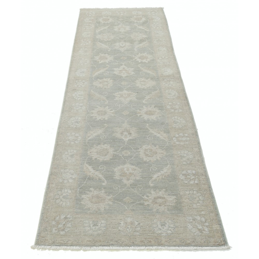 Hand-Knotted Floral Wool Runner Rug | Muted-Tone Hallway, Corridor and Entryway Rug Hand-Knotted Floral Wool Runner Rug | Muted-Tone Hallway, Corridor and Entryway Rug