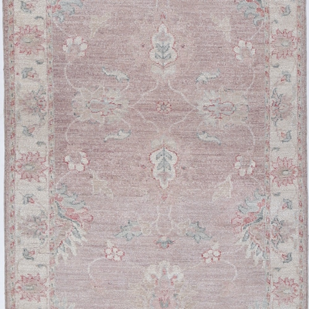 Hand Knotted Blush, Ivory Wool Runner Rug | Turkish Floral Design Hallway Rug Hand Knotted Blush, Ivory Wool Runner Rug | Turkish Floral Design Hallway Rug