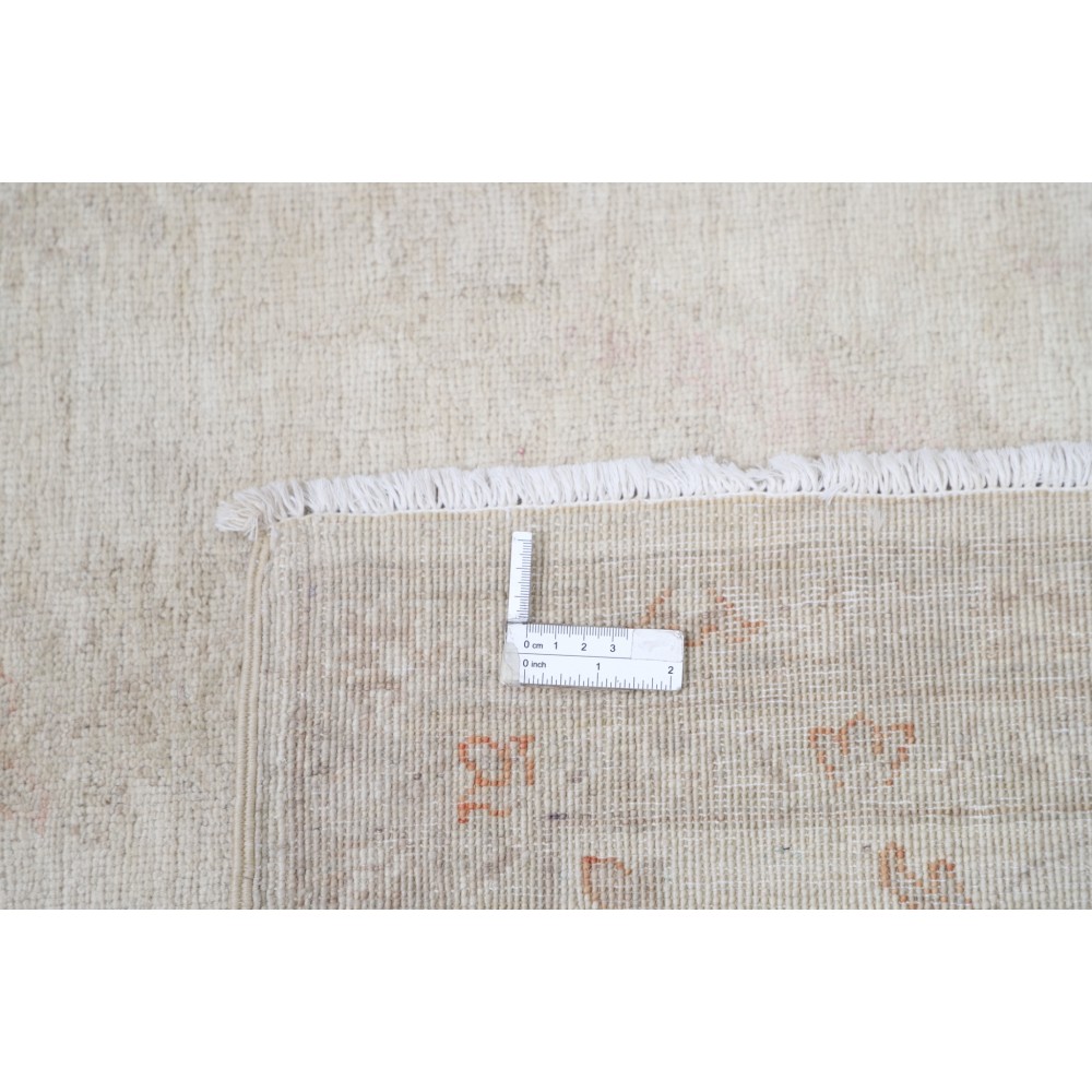 Hand Knotted Oushak Wool Rug | Beige Turkish Carpet with All-Over Floral Design Hand Knotted Oushak Wool Rug | Beige Turkish Carpet with All-Over Floral Design