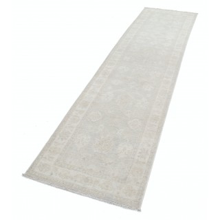 Hand-Knotted Floral Oushak Wool Runner Rug | Soft-Colored Hallway Rug