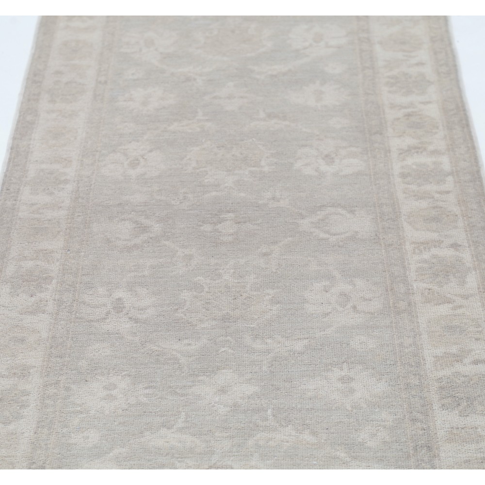 Hand-Knotted Floral Oushak Wool Runner Rug | Soft-Colored Hallway Rug Hand-Knotted Floral Oushak Wool Runner Rug | Soft-Colored Hallway Rug