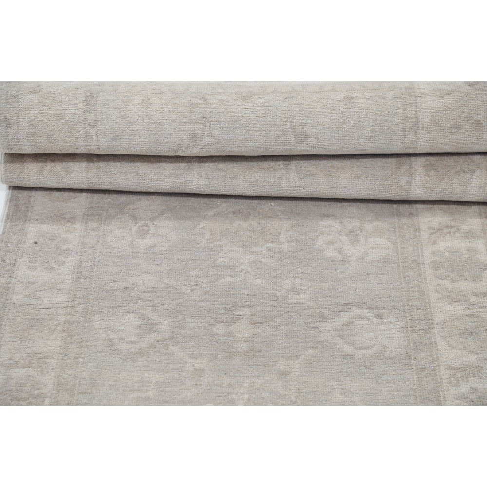 Hand-Knotted Floral Oushak Wool Runner Rug | Soft-Colored Hallway Rug Hand-Knotted Floral Oushak Wool Runner Rug | Soft-Colored Hallway Rug